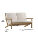Flash Furniture JJ-C14022-BR-GG Outdoor Adirondack Patio Loveseat - Cream Cushions w/ Natural Cedar Resin Frame thumbnail 2