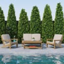 Flash Furniture JJ-C14022-BR-GG Outdoor Adirondack Patio Loveseat - Cream Cushions w/ Natural Cedar Resin Frame thumbnail 3