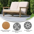 Flash Furniture JJ-C14022-BR-GG Outdoor Adirondack Patio Loveseat - Cream Cushions w/ Natural Cedar Resin Frame thumbnail 4