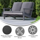 Flash Furniture JJ-C14022-GY-GG Outdoor Adirondack Patio Loveseat - Gray Cushions w/ Gray Resin Frame thumbnail 4