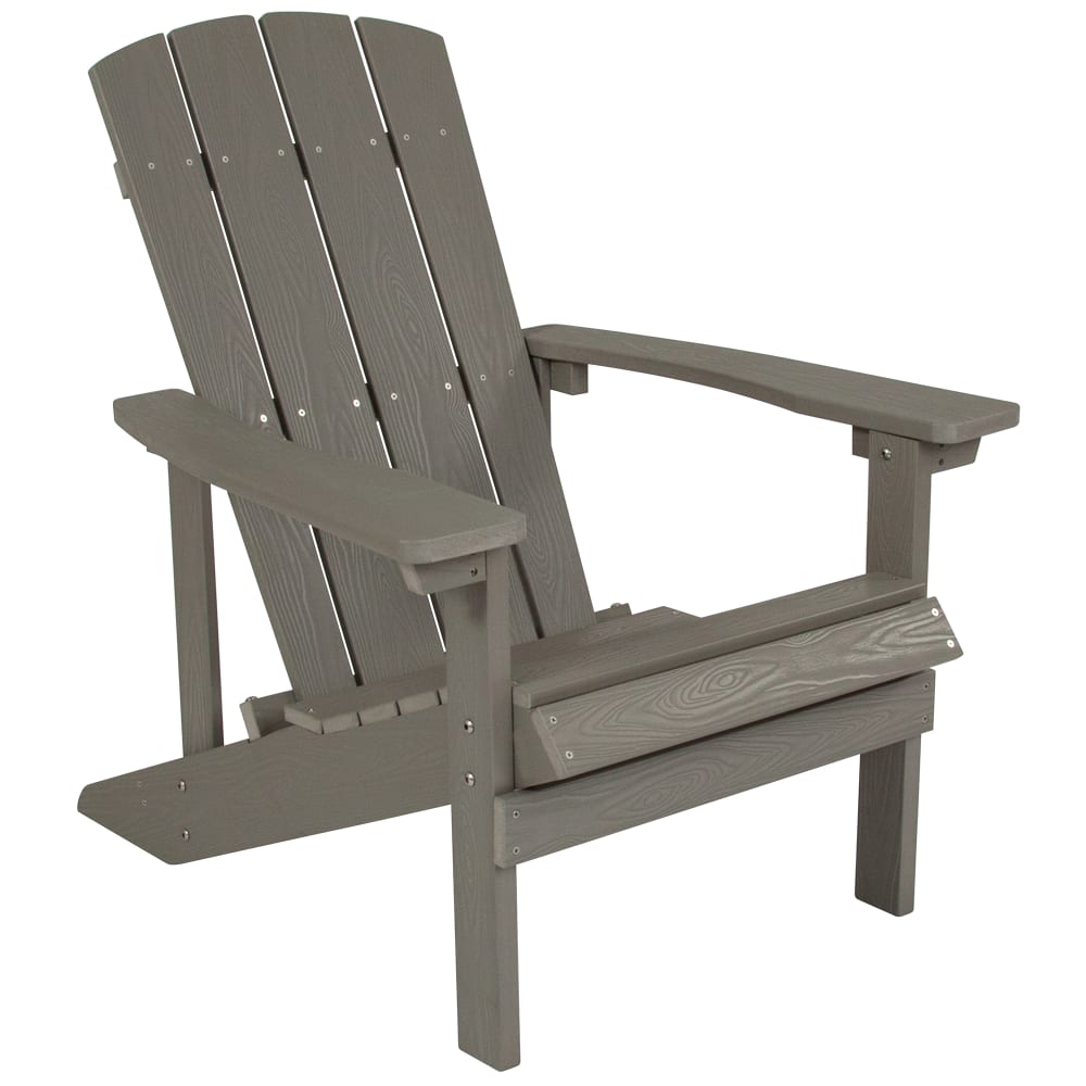 Flash Furniture JJ-C14501-LTG-GG 29 1/2"W Charlestown Adirondack Chair - 35"H, Resin, Gray