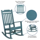 Flash Furniture JJ-C14703-2-T14001-TL-GG Outdoor Rocking Chair w/ Table Set - Resin Wood, Teal thumbnail 2