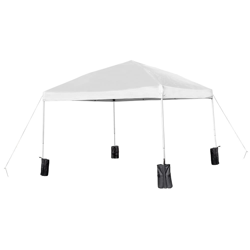 Flash Furniture JJ-GZ1010PKG-WH-GG 9 3/4 ft Square Pop Up Canopy Tent w/ Wheeled Case & Sandbags - White Polyester, Steel Frame