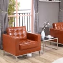 Flash Furniture ZB-LACEY-831-2-CHAIR-COG-GG Arm Chair - Cognac LeatherSoft Upholstery, Stainless Legs thumbnail 3