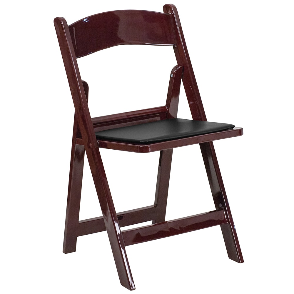 Flash Furniture LE-L-1-MAH-GG Folding Chair w/ Black Vinyl Back & Seat - Resin Frame, Mahogany
