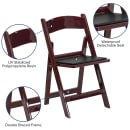 Flash Furniture LE-L-1-MAH-GG Folding Chair w/ Black Vinyl Back & Seat - Resin Frame, Mahogany thumbnail 6