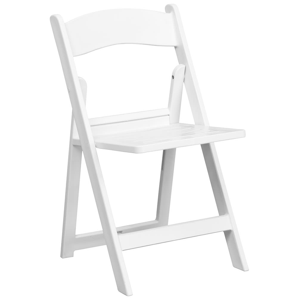 Flash Furniture LE-L-1-WH-SLAT-GG Folding Chair w/ White Resin Back & Seat - Resin Frame, White