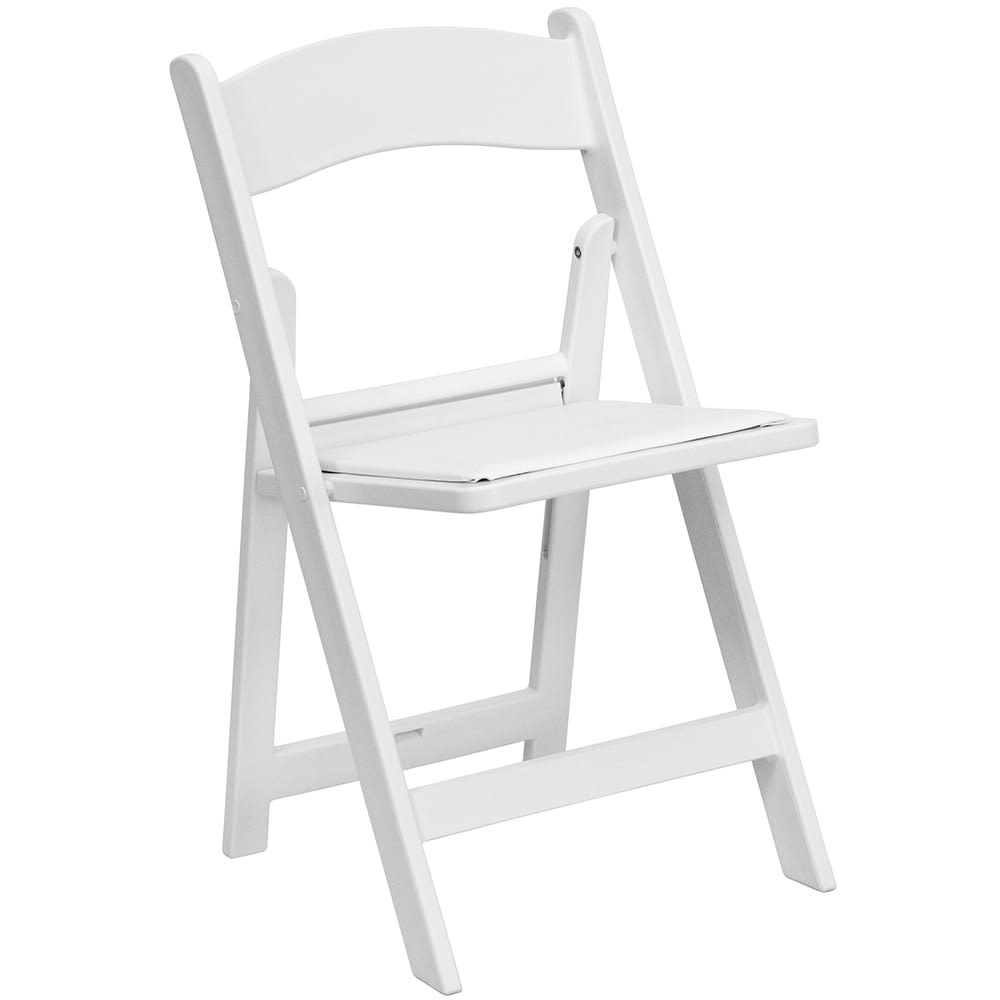 Flash Furniture LE-L-1-WHITE-GG Folding Chair w/ White Vinyl Back & Seat - Resin Frame, White