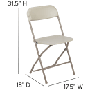 Flash Furniture LE-L-3-BEIGE-GG Folding Chair w/ Beige Plastic Back & Seat - Steel Frame, Beige thumbnail 2