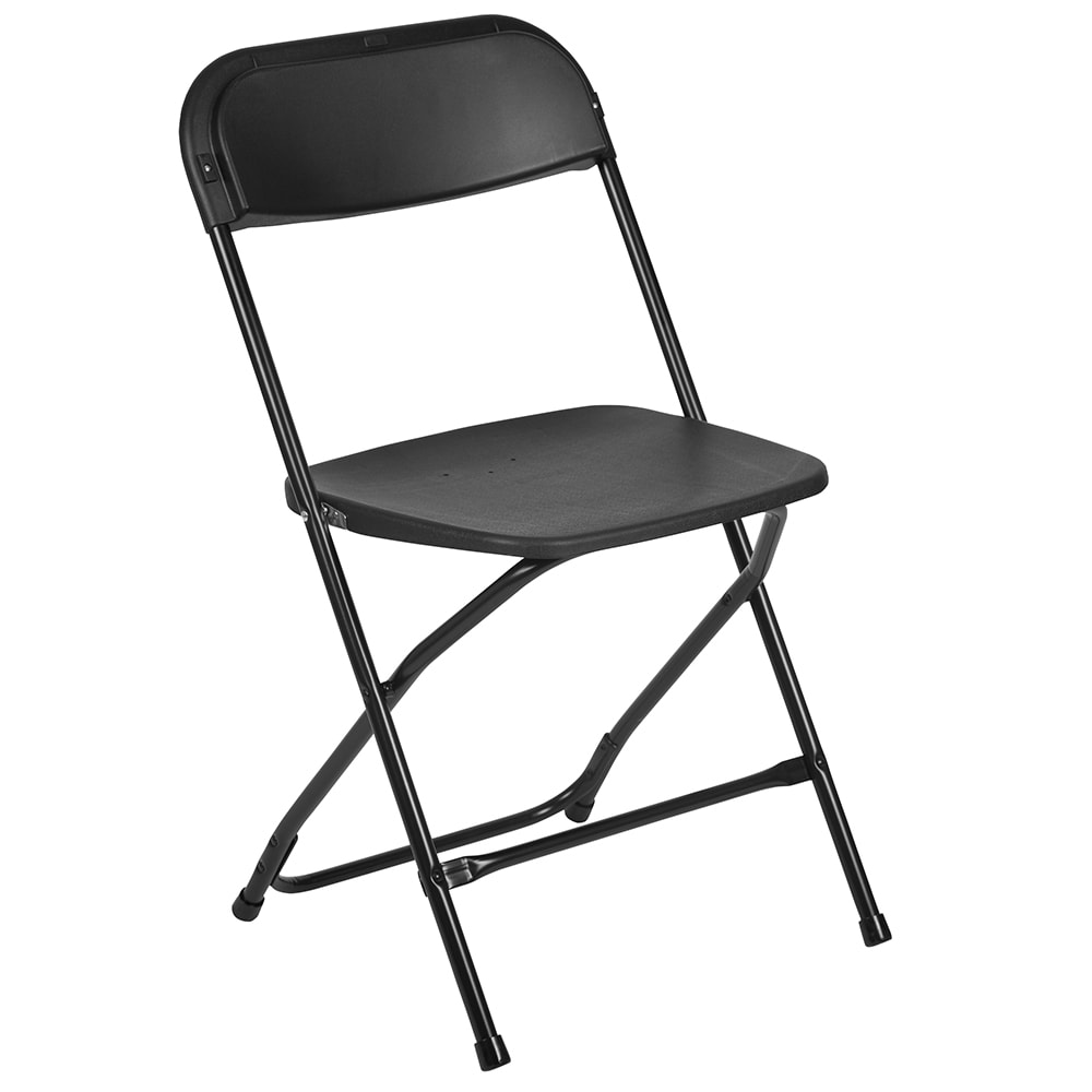 Flash Furniture LE-L-3-BK-GG Folding Chair w/ Black Plastic Back & Seat - Steel Frame, Black
