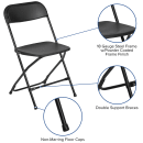 Flash Furniture LE-L-3-BK-GG Folding Chair w/ Black Plastic Back & Seat - Steel Frame, Black thumbnail 6