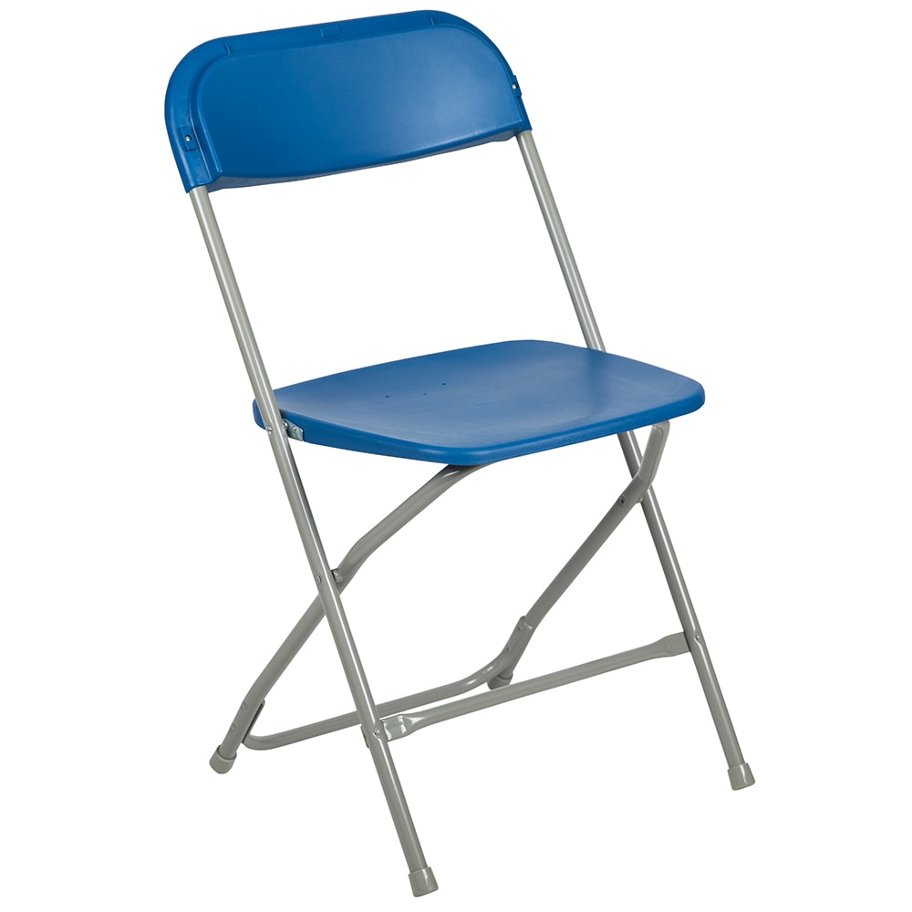 Flash Furniture LE-L-3-BLUE-GG Folding Chair w/ Blue Plastic Back & Seat - Steel Frame, Gray