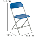 Flash Furniture LE-L-3-BLUE-GG Folding Chair w/ Blue Plastic Back & Seat - Steel Frame, Gray thumbnail 2