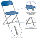 Flash Furniture LE-L-3-BLUE-GG Folding Chair w/ Blue Plastic Back & Seat - Steel Frame, Gray thumbnail 6