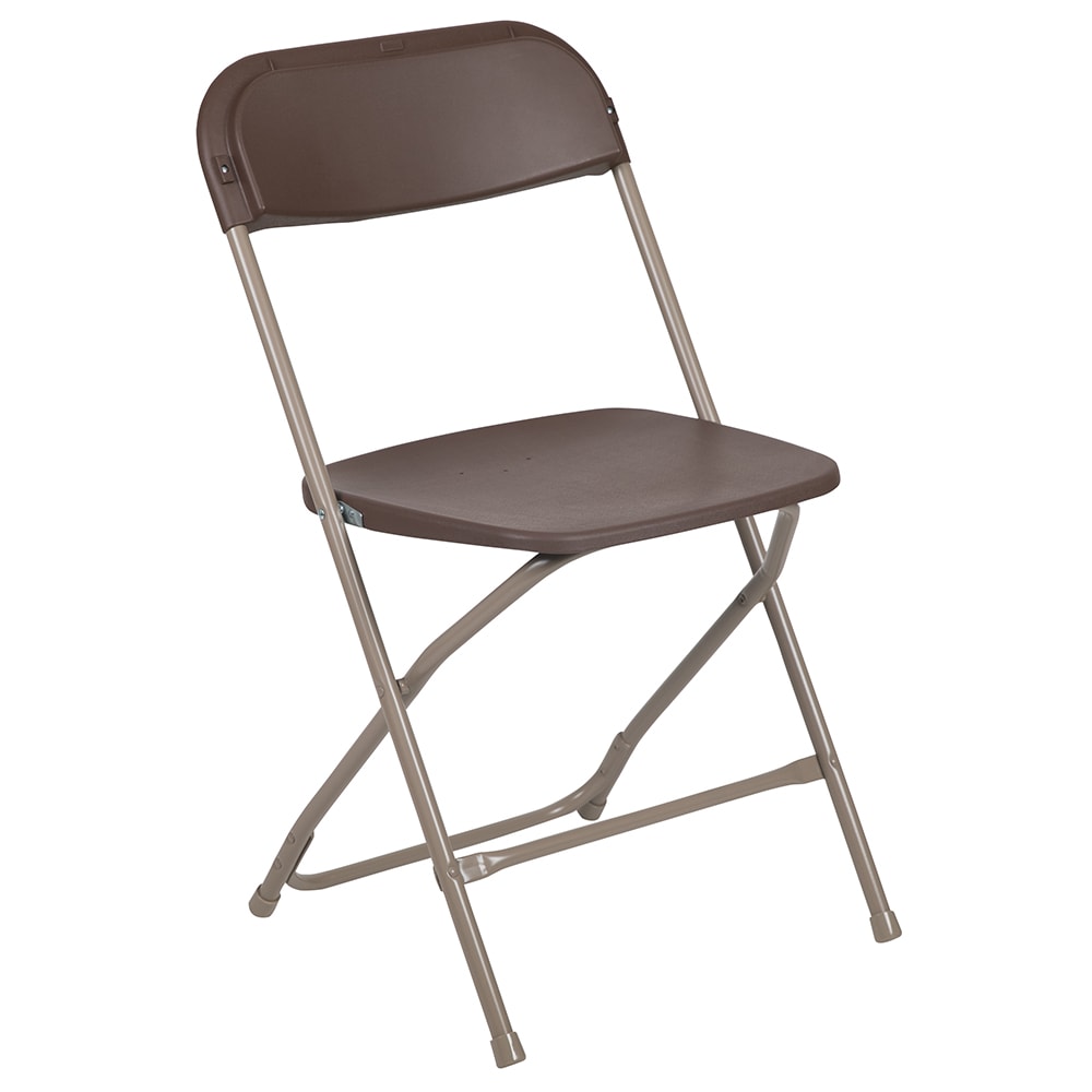 Flash Furniture LE-L-3-BROWN-GG Folding Chair w/ Brown Plastic Back & Seat - Steel Frame, Brown