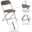 Flash Furniture LE-L-3-BROWN-GG Folding Chair w/ Brown Plastic Back & Seat - Steel Frame, Brown thumbnail 6