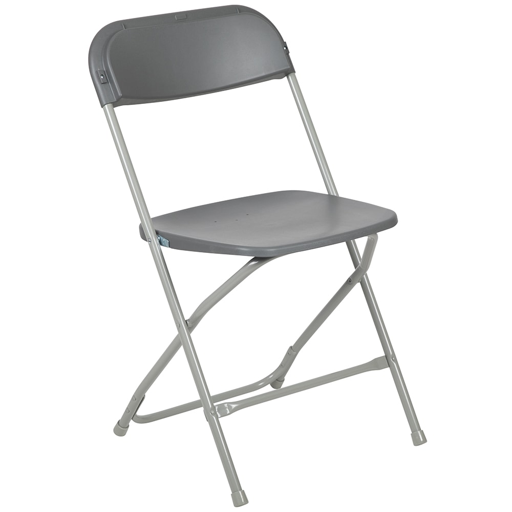 Flash Furniture LE-L-3-GREY-GG Folding Chair w/ Gray Plastic Back & Seat - Steel Frame, Gray
