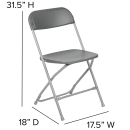 Flash Furniture LE-L-3-GREY-GG Folding Chair w/ Gray Plastic Back & Seat - Steel Frame, Gray thumbnail 3