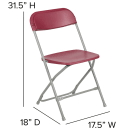 Flash Furniture LE-L-3-RED-GG Folding Chair w/ Red Plastic Back & Seat - Steel Frame, Gray thumbnail 2
