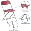 Flash Furniture LE-L-3-RED-GG Folding Chair w/ Red Plastic Back & Seat - Steel Frame, Gray thumbnail 6