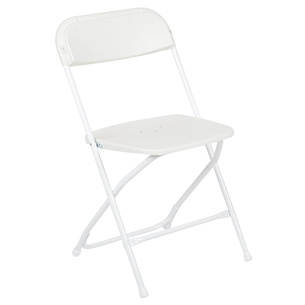 Flash Furniture LE-L-3-WHITE-GG Folding Chair w/ White Plastic Back & Seat - Steel Frame, White