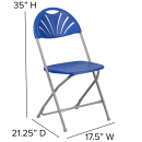 Flash Furniture LE-L-4-BL-GG Folding Chair w/ Blue Plastic Back & Seat - Steel Frame, White thumbnail 2