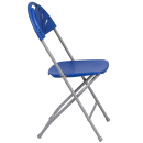Flash Furniture LE-L-4-BL-GG Folding Chair w/ Blue Plastic Back & Seat - Steel Frame, White thumbnail 3