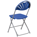 Flash Furniture LE-L-4-BL-GG Folding Chair w/ Blue Plastic Back & Seat - Steel Frame, White thumbnail 4