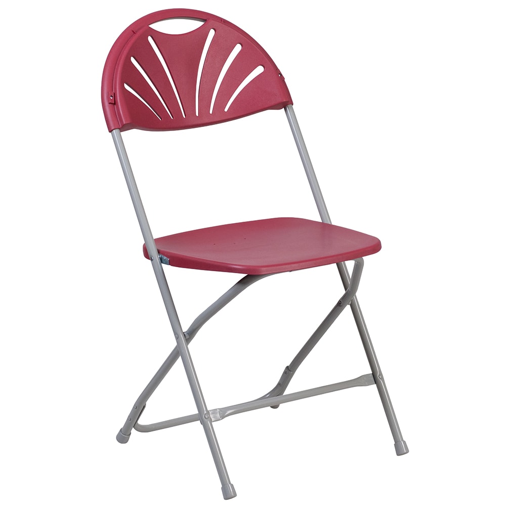 Flash Furniture LE-L-4-BUR-GG Folding Chair w/ Burgundy Plastic Back & Seat - Steel Frame, White