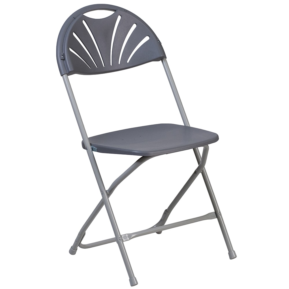 Flash Furniture LE-L-4-CH-GG Folding Chair w/ Charcoal Plastic Back & Seat - Steel Frame, White