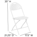Flash Furniture LE-L-4-WHITE-GG Folding Chair w/ White Plastic Back & Seat - Steel Frame, White thumbnail 2