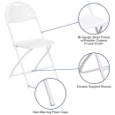 Flash Furniture LE-L-4-WHITE-GG Folding Chair w/ White Plastic Back & Seat - Steel Frame, White thumbnail 6