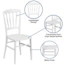 Flash Furniture LE-L-MON-WH-GG Stacking Napoleon Chair - Polypropylene, White thumbnail 6