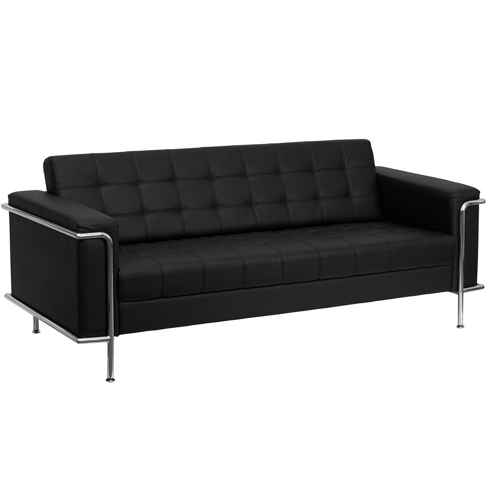 Flash Furniture ZB-LESLEY-8090-SOFA-BK-GG 81" Sofa w/ Black LeatherSoft Upholstery -  Stainless Steel Legs