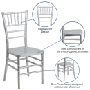 Flash Furniture LE-SILVER-GG Stacking Chiavari Chair - Polycarbonate, Silver thumbnail 6