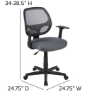 Flash Furniture LF-118P-T-GY-GG Swivel Office Chair w/ Gray Mesh Back & Padded Seat - Black Base w/ Casters thumbnail 2