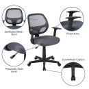 Flash Furniture LF-118P-T-GY-GG Swivel Office Chair w/ Gray Mesh Back & Padded Seat - Black Base w/ Casters thumbnail 6