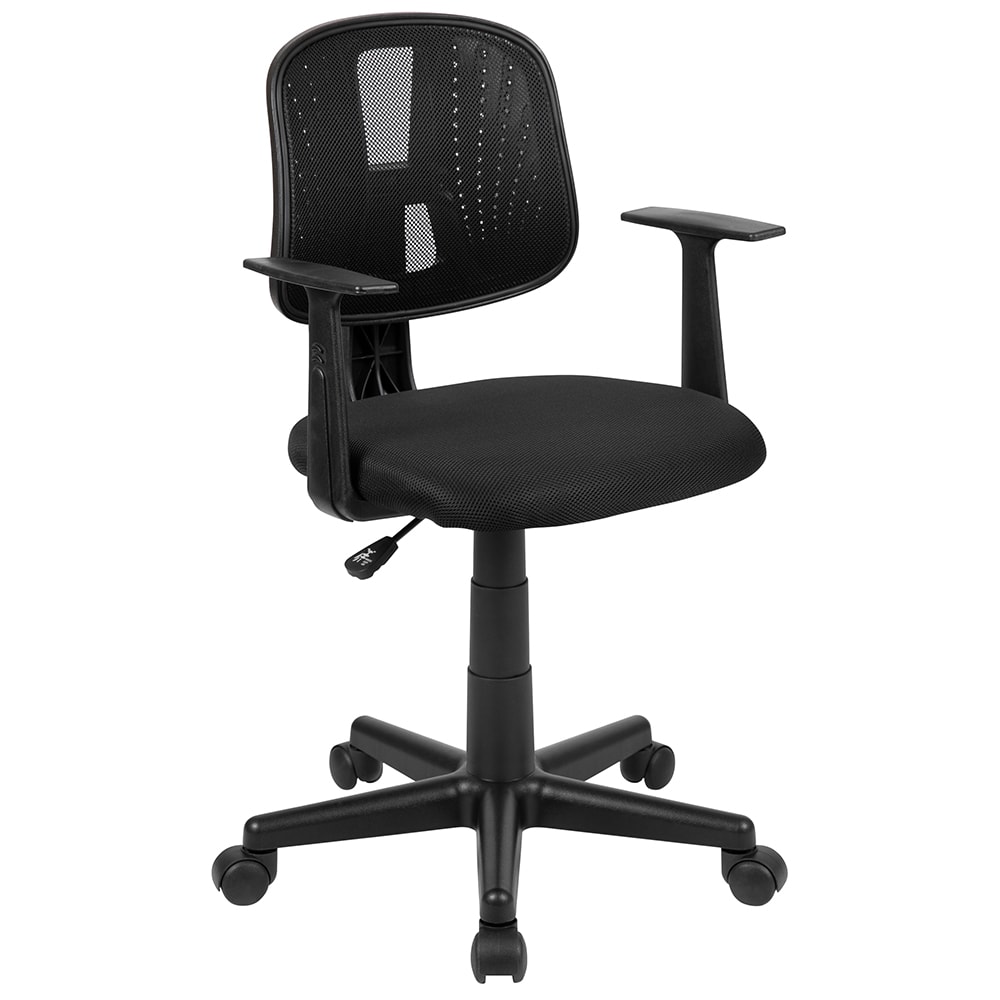 Flash Furniture LF-134-A-BK-GG Swivel Office Chair w/ Black Mesh Back & Padded Seat - Black Base w/ Casters