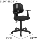Flash Furniture LF-134-A-BK-GG Swivel Office Chair w/ Black Mesh Back & Padded Seat - Black Base w/ Casters thumbnail 2