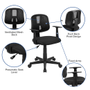 Flash Furniture LF-134-A-BK-GG Swivel Office Chair w/ Black Mesh Back & Padded Seat - Black Base w/ Casters thumbnail 6