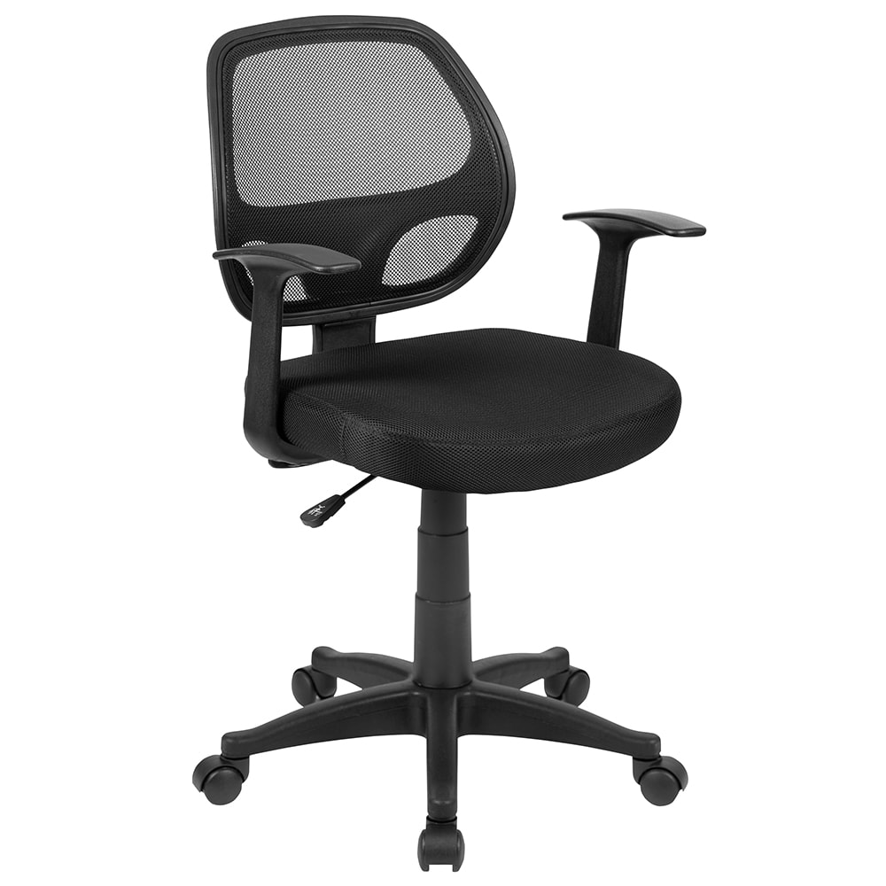 Flash Furniture LF-W-118A-BK-GG Swivel Task Chair w/ Mid Back - Black Mesh Back & Seat