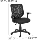 Flash Furniture LF-W-95A-BK-GG Swivel Task Chair w/ Mid Back - Black Mesh Back & Seat thumbnail 2
