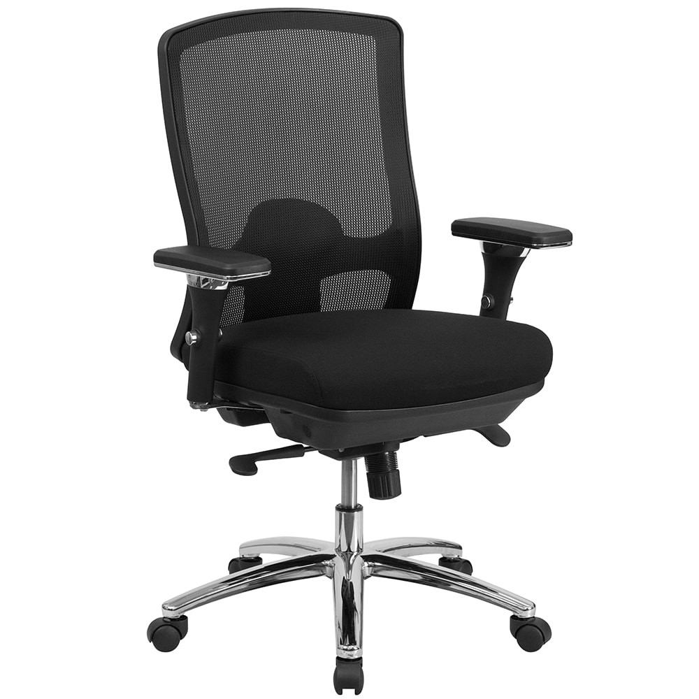 Flash Furniture LQ-2-BK-GG Swivel Big & Tall Office Chair w/ Mid Back - Black Mesh Back & Fabric Seat