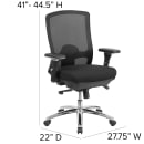 Flash Furniture LQ-2-BK-GG Swivel Big & Tall Office Chair w/ Mid Back - Black Mesh Back & Fabric Seat thumbnail 2