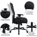 Flash Furniture LQ-3-BK-GG Swivel Big & Tall Office Chair w/ High Back - Black Mesh Back & Fabric Seat thumbnail 5