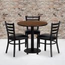 Flash Furniture MD-0002-GG 30" Round Table & (3) Chair Set - Walnut Laminate Top, Cast Iron Base thumbnail 2
