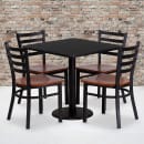 Flash Furniture MD-0003-GG 30" Square Table & (4) Chair Set - Black Laminate Top, Cast Iron Base thumbnail 2