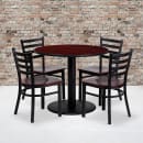 Flash Furniture MD-0004-GG 36" Round Table & (4) Chair Set - Mahogany Laminate Top, Cast Iron Base thumbnail 2