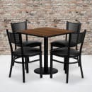 Flash Furniture MD-0005-GG 30" Square Table & (4) Chair Set - Walnut Laminate Top, Cast Iron Base thumbnail 2