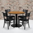 Flash Furniture MD-0006-GG 36" Round Table & (4) Chair Set - Natural Laminate Top, Cast Iron Base thumbnail 2